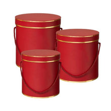 Load image into Gallery viewer, Hamilton Hat Box Set of 3 Lined Red/Gold
