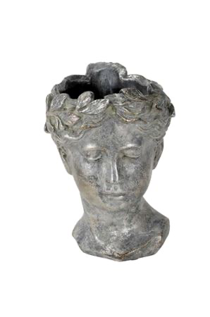 Pot Head 21.5x16x15cm Silver Grey
