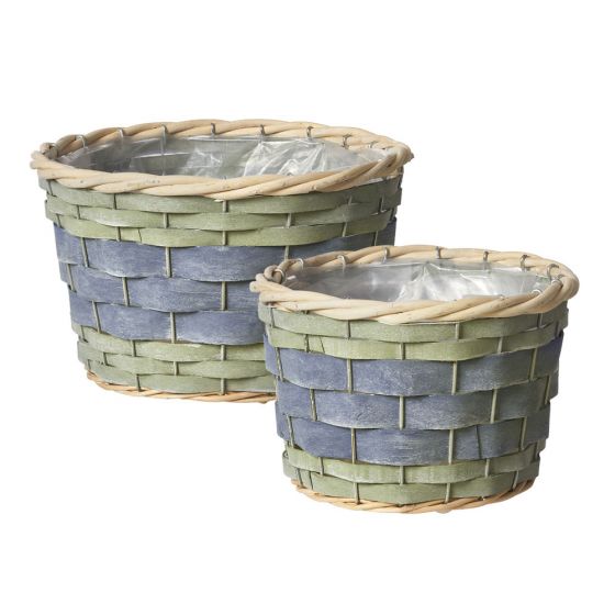 Round Harper Lined Baskets Set of 2 Blue/Green