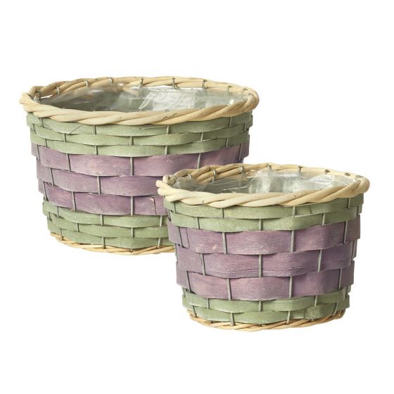 Round Harper Lined Baskets Set of 2 Lilac/Green