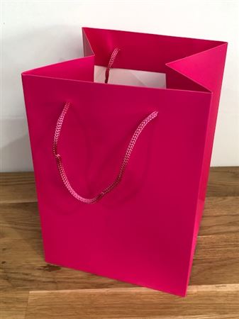 Flower Hand Tied Gift Bag 25 x 18cm Cerise / Hot Pink