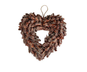 Iced Pine Cone Wreath - Heart Shape 33cm