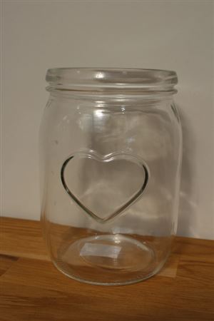 Jam Jar With Heart 16x9.5cm