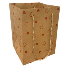 Flower Hand Tied / Gift Bag 25 x 18cm Kraft with Red Heart