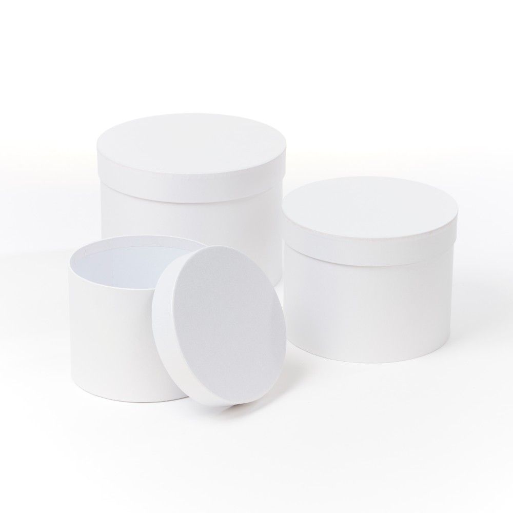 Round Hat Boxes Set of 3 Off White