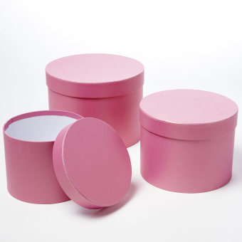 Symphony Round Hat Boxes Set of 3 Strong Pink