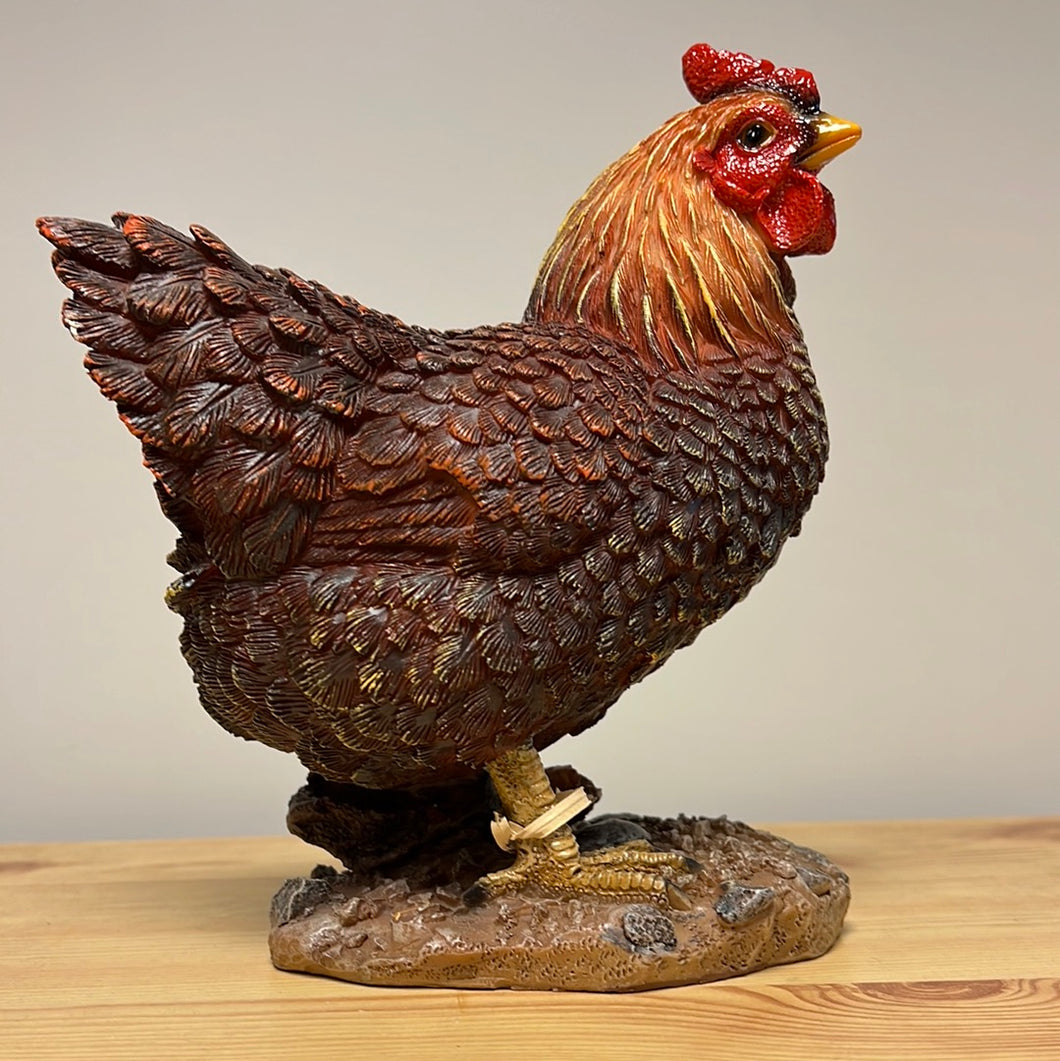 Decorative Hen Standing 20 x 18x 11cm - Brown