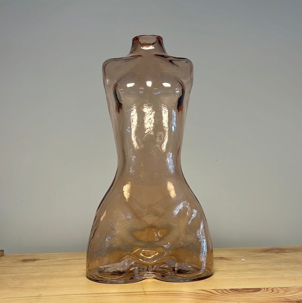 Silhoutte Female Glass Vase 24.5 x 13.5 x 9.5cm - Pink