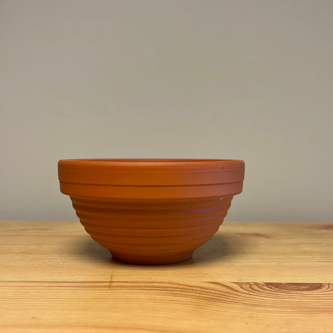 Terracotta Ribbed Bowl Without A Hole 11 x 6cm