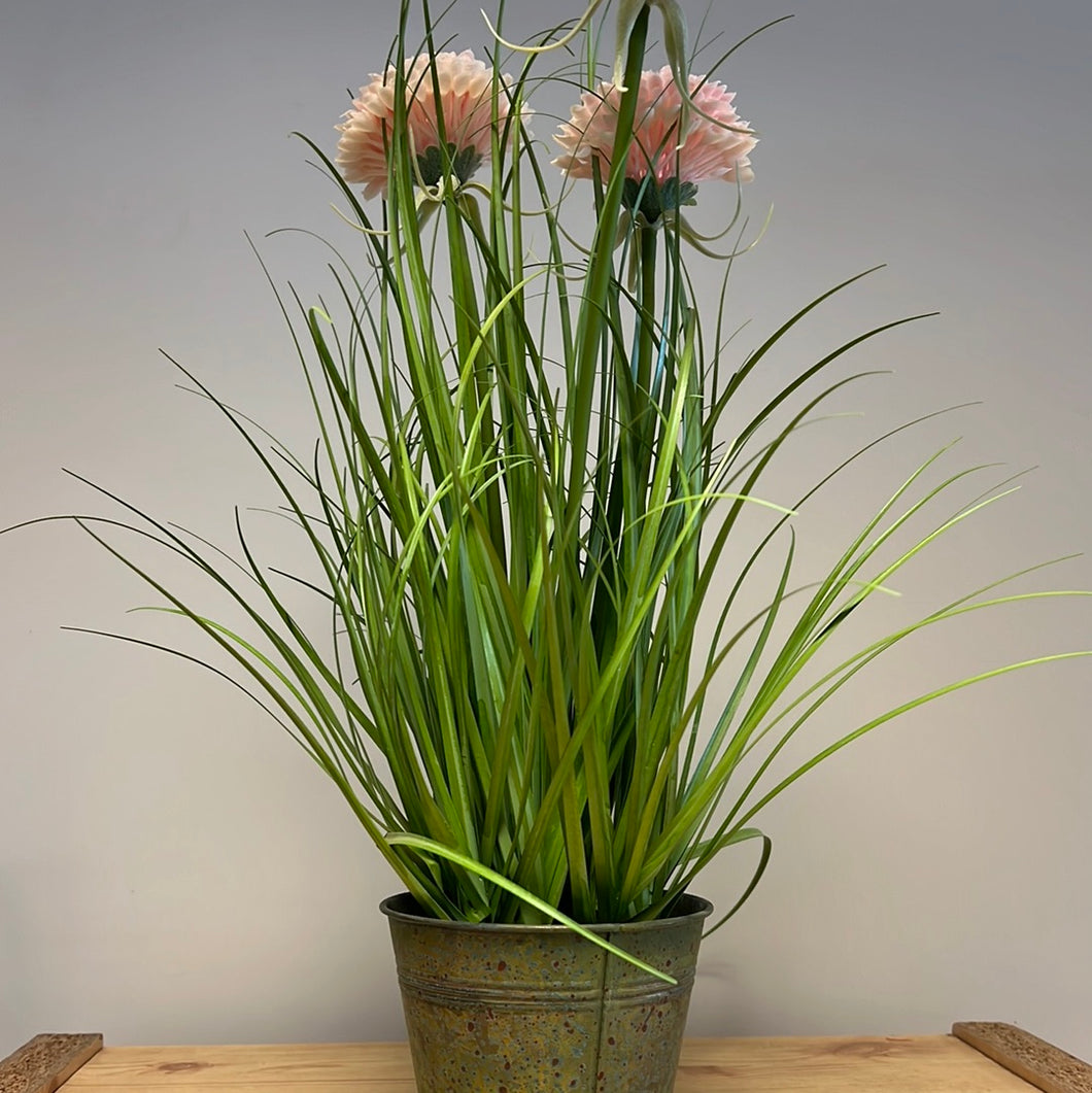 Artificial Mum Grass with Pot - Pink 45 x 30cm