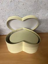 Load image into Gallery viewer, Suede Heart Hat Box Set of 2 Ivory
