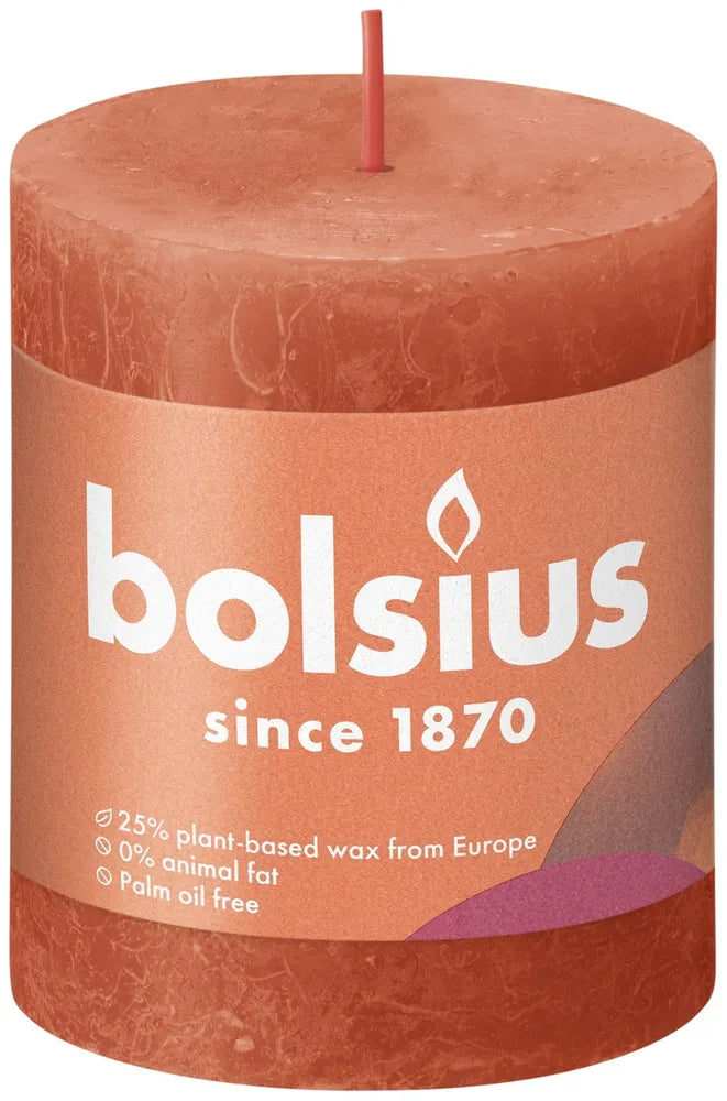 Bolsius Rustic Shine Pillar Candle 80 x 68- Earthy Orange