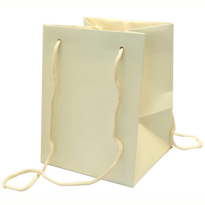 Flower Hand Tied Gift Bag 25 x 19cm Ivory