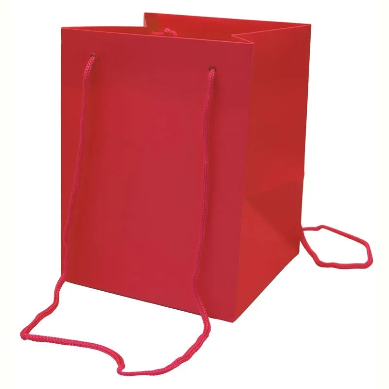 Flower Hand Tied Gift Bag 25 x 19cm Red