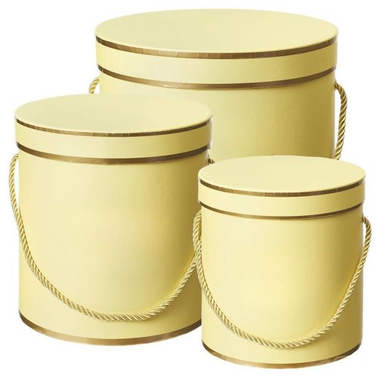 Hamilton Hat Box Set of 3 Lined Yellow/Gold