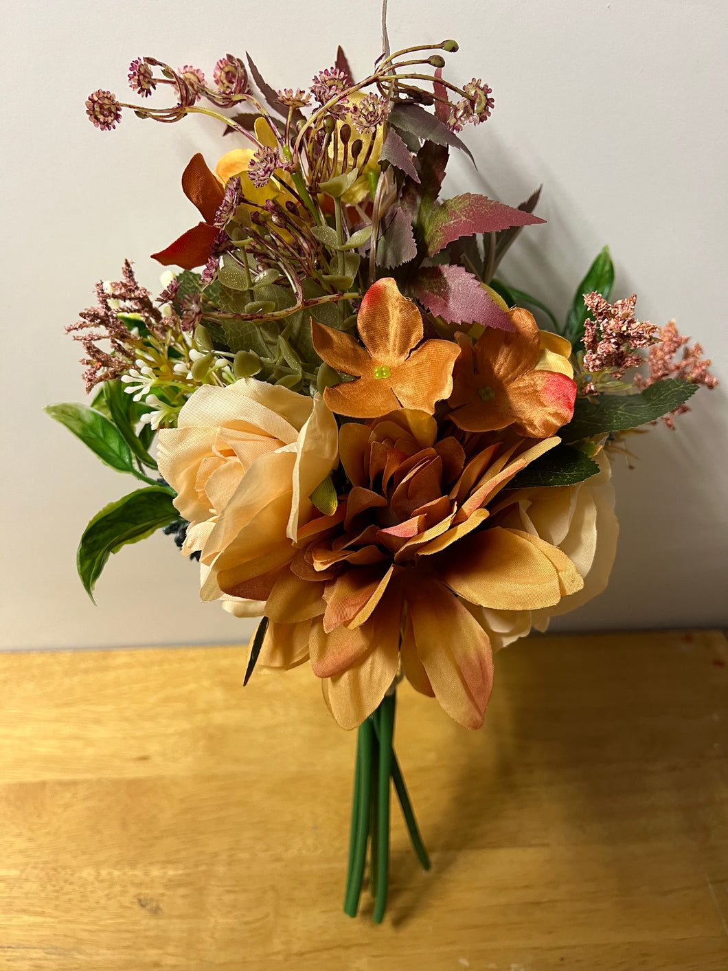 Autumn Rose Bunch with Mixed Foliage - Orange