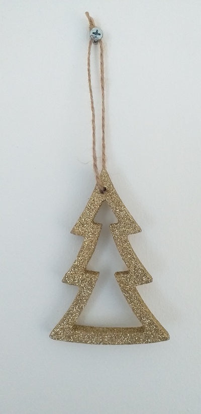 Wooden Ornamental Hanging Gold 10cm - Tree