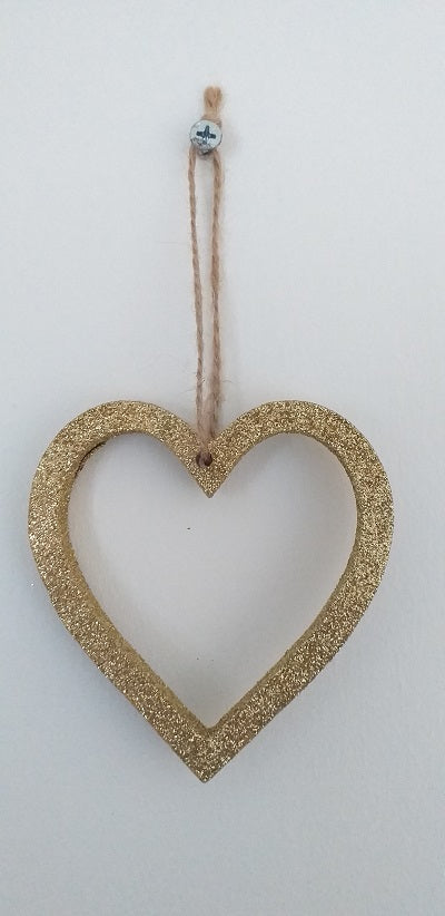 Wooden Ornamental Hanging Gold 10cm - Love