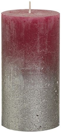 Bolsius Rustic Metallic Candle 130x68mm Silver Red