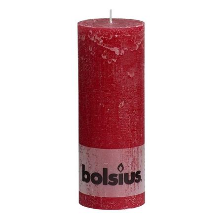 Rustic Pillar Candle 190x68mm Wine Red