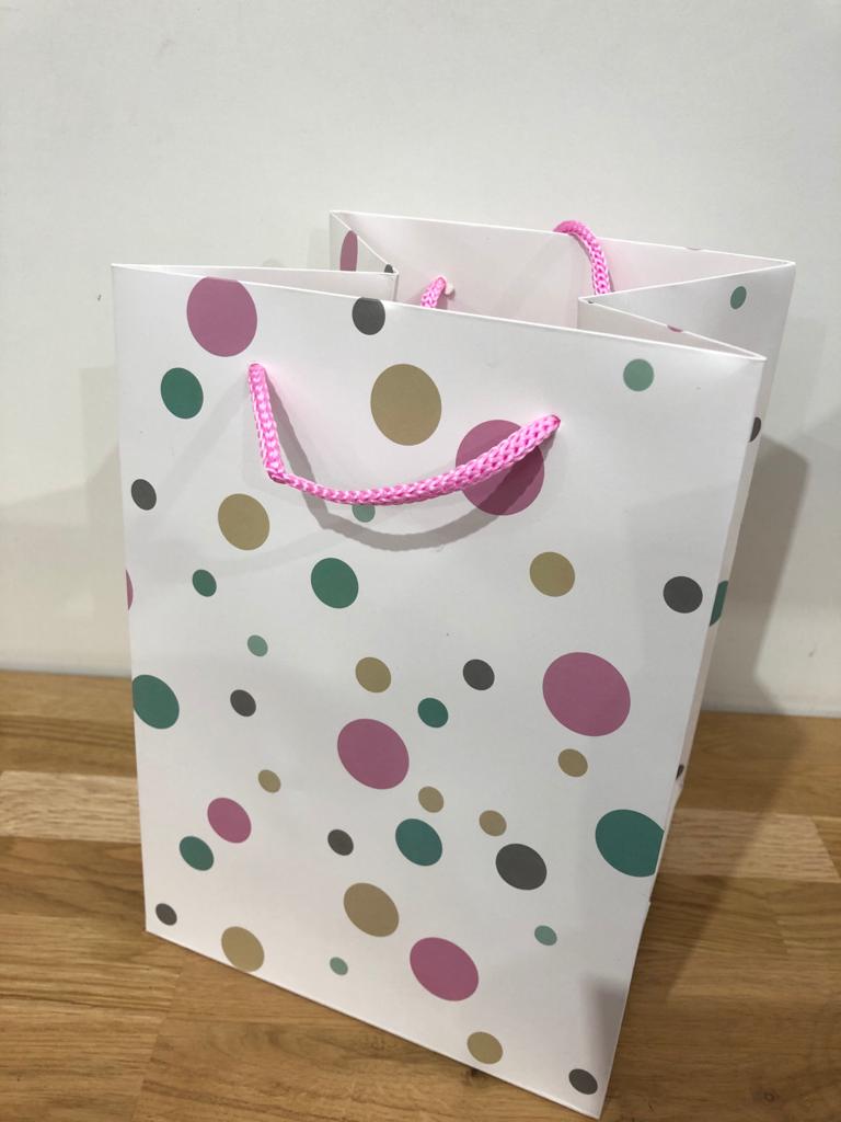 Flower Hand Tied Gift Bag 25 x 18cm Polka Dot