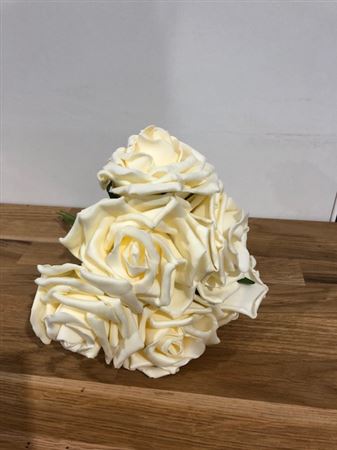 Foam Rose Bunch 9cm Cream