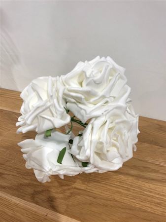 Foam Rose Bunch 9cm White