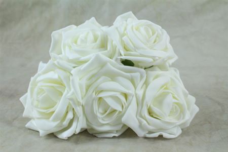 Foam Rose Bunch 9cm Ivory