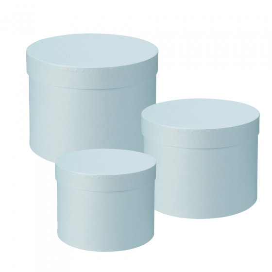 Round Hat Boxes Set of 3 Baby Blue