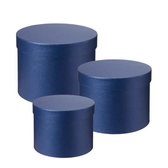 Round Hat Boxes Set of 3 Navy