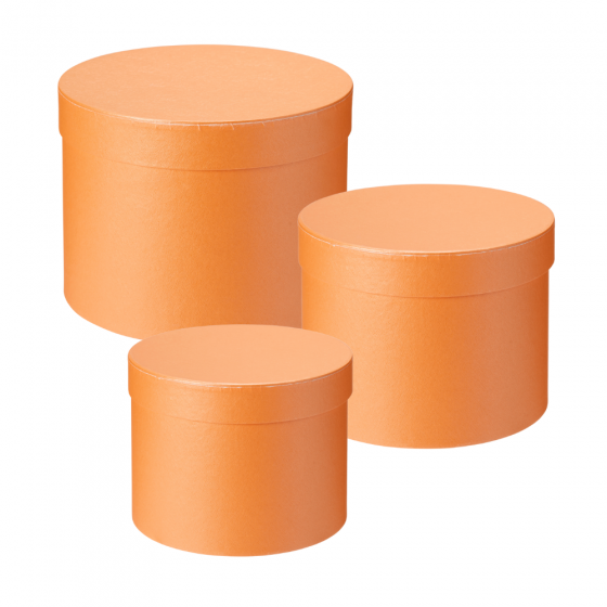 Round Hat Boxes Set of 3 Peach/Orange