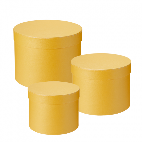 Round Hat Boxes Set of 3 Yellow