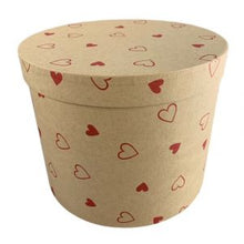 Load image into Gallery viewer, Single Kraft Hat Box Red Hearts 21x17cm
