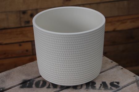 Patterned Cylinder Antique White 16cm