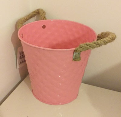 Zinc Planter Pink 16x15cm